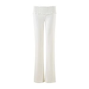 I Am Gia Women's M White Lorelai Rhinestone Ruched Pull On Pants NWT